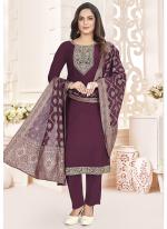 Roman Silk  Wine Festival Wear Embroidery Work Readymade Suit